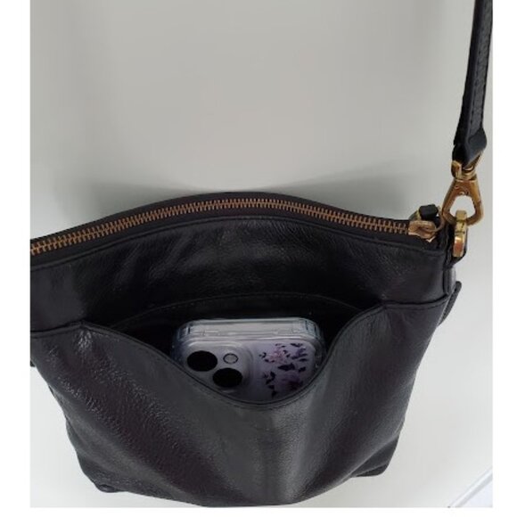 Fossil Black Pebble Leather Crossbody Bag w Zip Top Adjustable Strap - Picture 8 of 8
